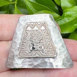 VINTAGE HALLMARKED CMC PERUVIAN LARGE STATEMENT PIN BROOCH 925 STERLING RARE